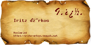Iritz Árkos névjegykártya